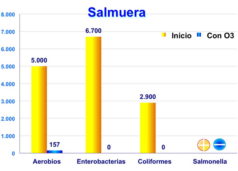 Estudio uso de ozono en el procesado del mejillón. Resultados salmuera.