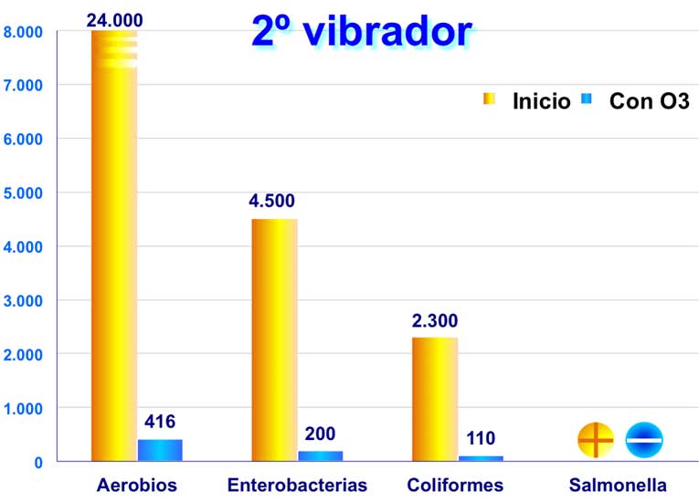 Estudio uso de ozono en el procesado del mejillón. Resultados segundo vibrador.