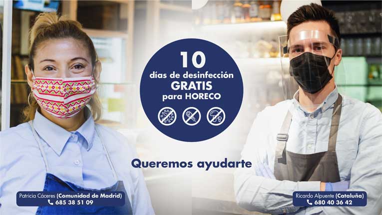 Campaña 10 días gratis de desinfección para la hostelería de Madrid y Cataluña